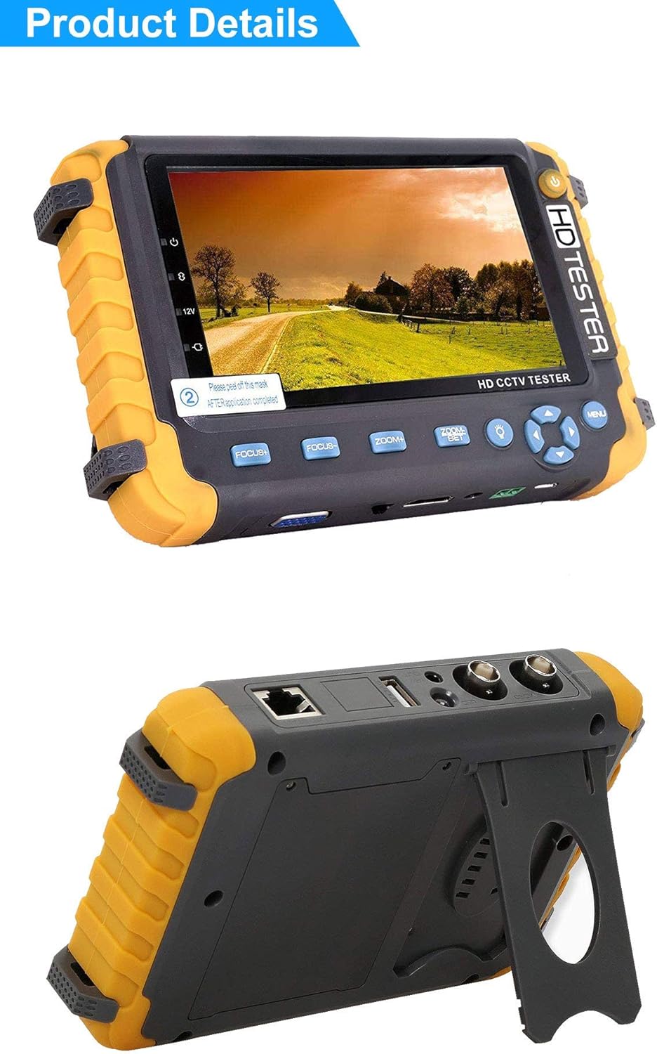 5 Inch 4 in 1 CCTV Monitor Tester, AHD/TVI/CVI/CVBS Coaxial Analog Video Monitor Tester, UTP/PTZ Cable Test for 1080P/3MP/4MP/5MP Analog Security Camera, VGA DC12V Output Camera Portable CCTV Tester