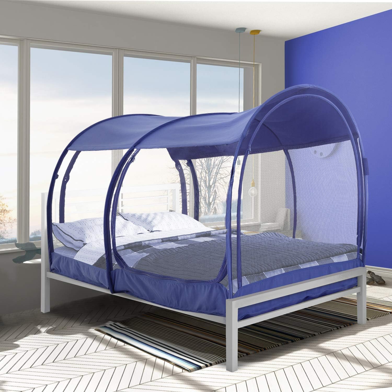 LEEDOR Bed Tent Dream Tents Bed Canopy Shelter Cabin Indoor Privacy Warm Breathable Pop Up Twin Size for Kids and Adult Patent Pending PitchBlack(Mattress Not Included)