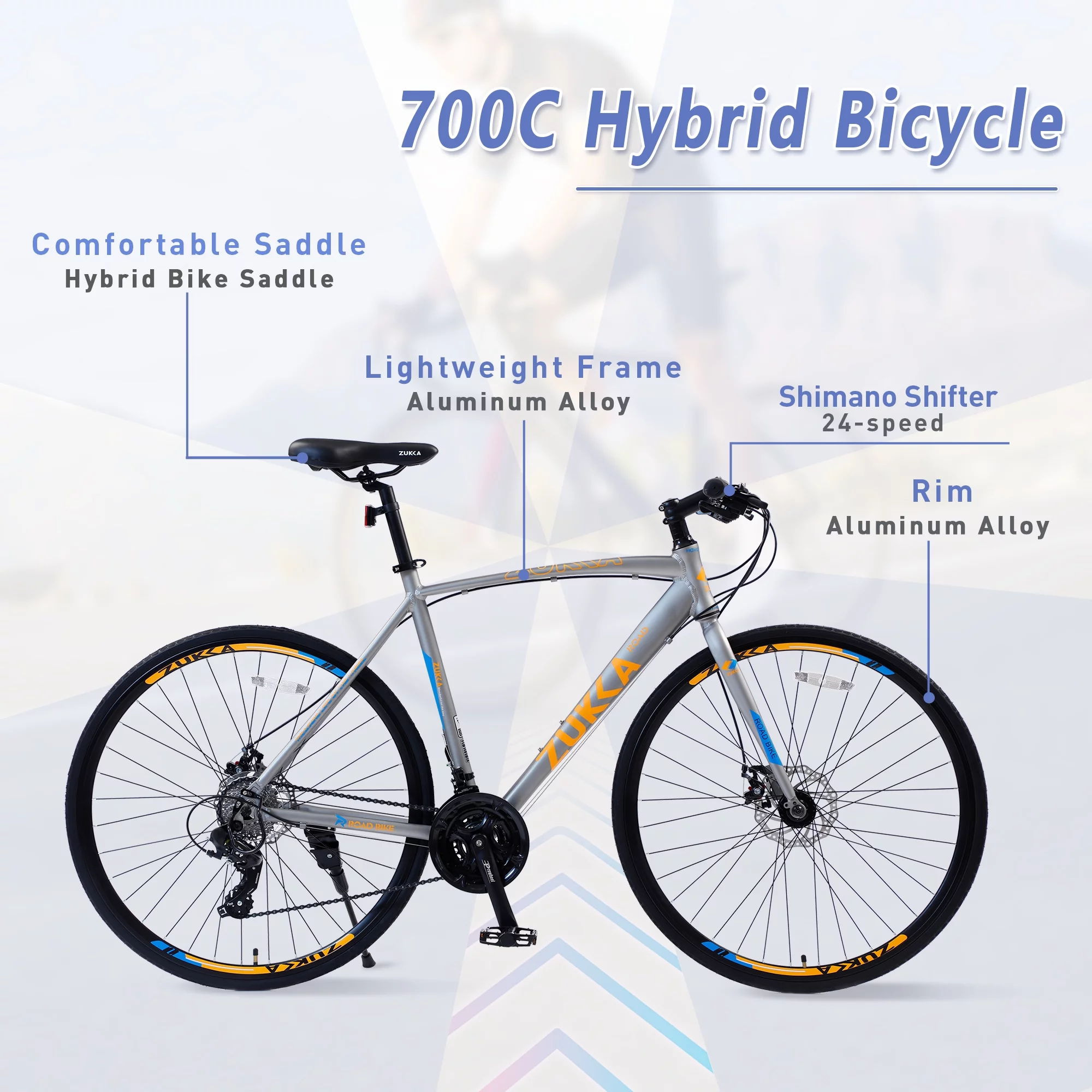 Meghna 24 Speed Hybrid Bike Disc Brake 700C Road Bike for Men Women's City Bicycle Titanium