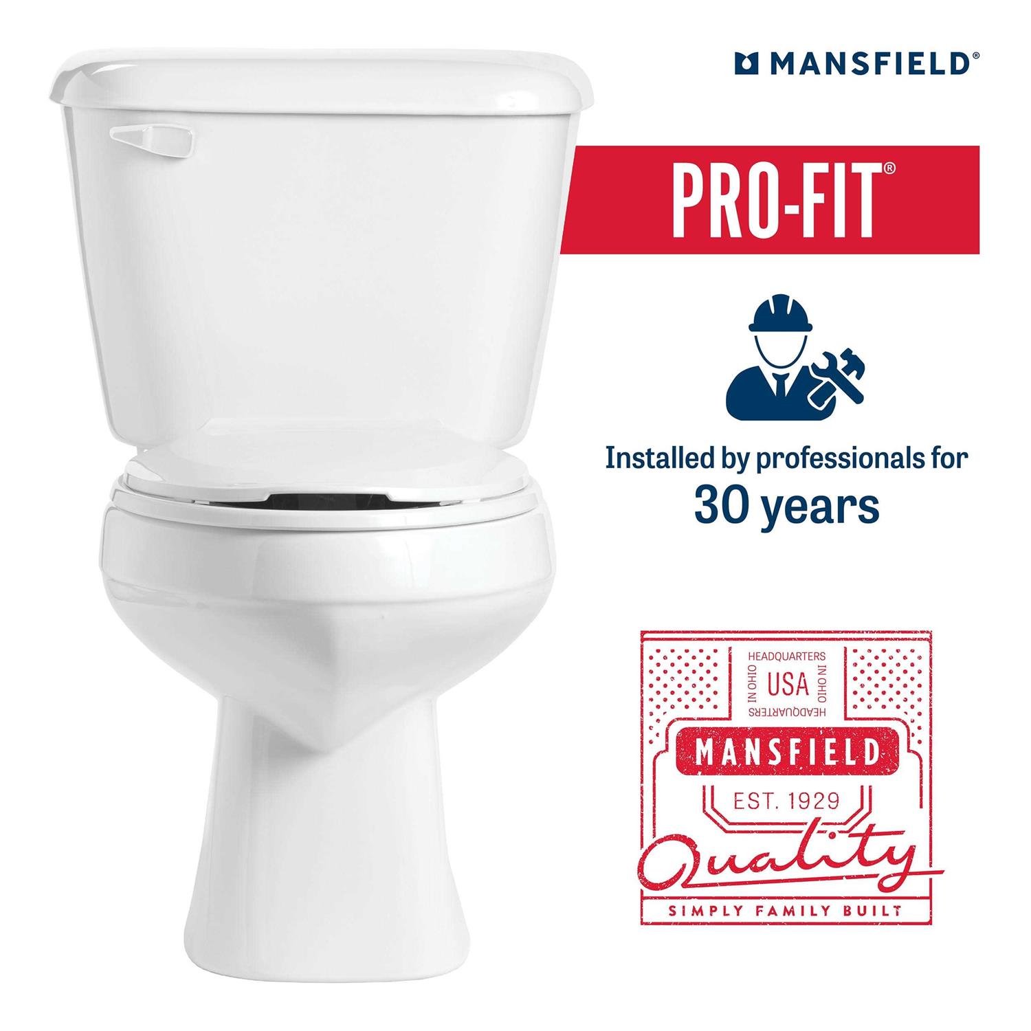 Mansfield Pro-Fit White Round Standard Height 2-piece WaterSense Toilet 12-in Rough-in 1.28-GPF 5130CTK
