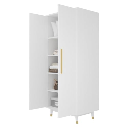 Armoire Wardrobe Closet 4-Door Storage Pantry Cabinet Modern Wood Closet with 2 Drawers, 2 Adjustable Shelves,Storage