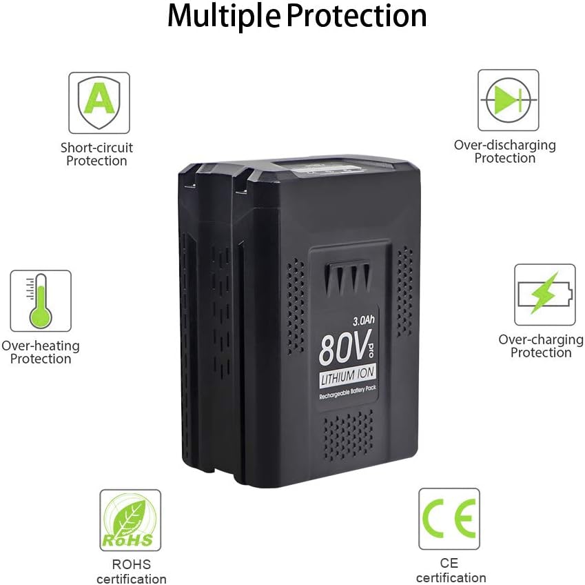 【3rd Upgrade】 TenHutt 80V 3.0Ah Replacement Battery for Greenworks PRO 80V Battery GBA80200 GBA80300 GBA80400 Lithium ion Battery High Capacity
