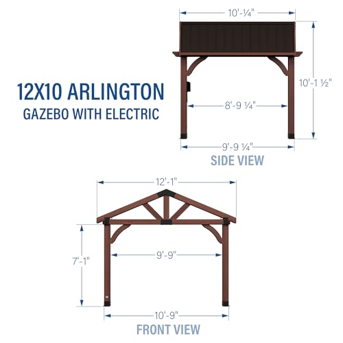 Backyard Discovery Norwood 16 ft. x 12 ft. Cedar Wood Gazebo,Thermal Insulated Steel Roof, Durable, Supports Snow Loads and Wind Speed, Rot Resistant, Backyard, Deck, Garden, Patio Light Brown