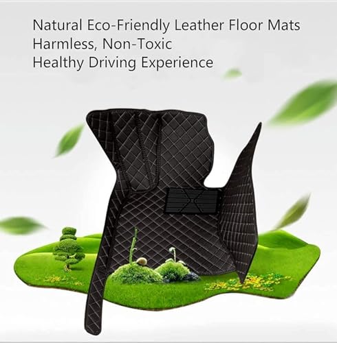 Custom car Floor mats for 96% of Cars, SUVs and Sports Cars, Full-Coverage Protective Floor mats for Men and Women, Non-Slip Leather Floor mats, All-Weather Luxury car mats-Gray-Black