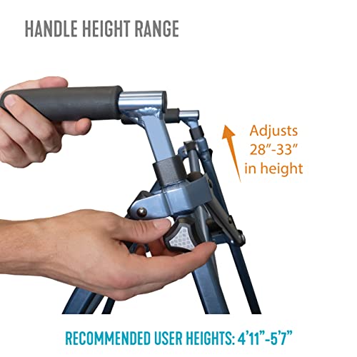 Stander Wonder Walker Plus Short, Junior Lightweight Folding Rolling Walker for Adults, Seniors, Elderly, Petite Travel Walker with Wheels, Glides, Pouch, Compact Standard Walker, Black Walnut