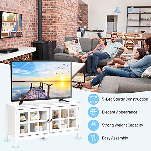 Tangkula TV Stand Cabinet, Modern Wood Large Wide Entertainment Center for TV up to 50", Living Room Media Console Cabinet Stand with 2 Doors (Black)