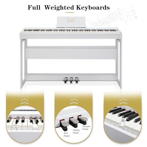 GLARRY Digital Piano 88-Key Home Full Weighted Hammer Heavy Action Digital Piano for All Experience Levels, Beginer, Portable Electric Keyboards Piano, Triple Pedals (Black)