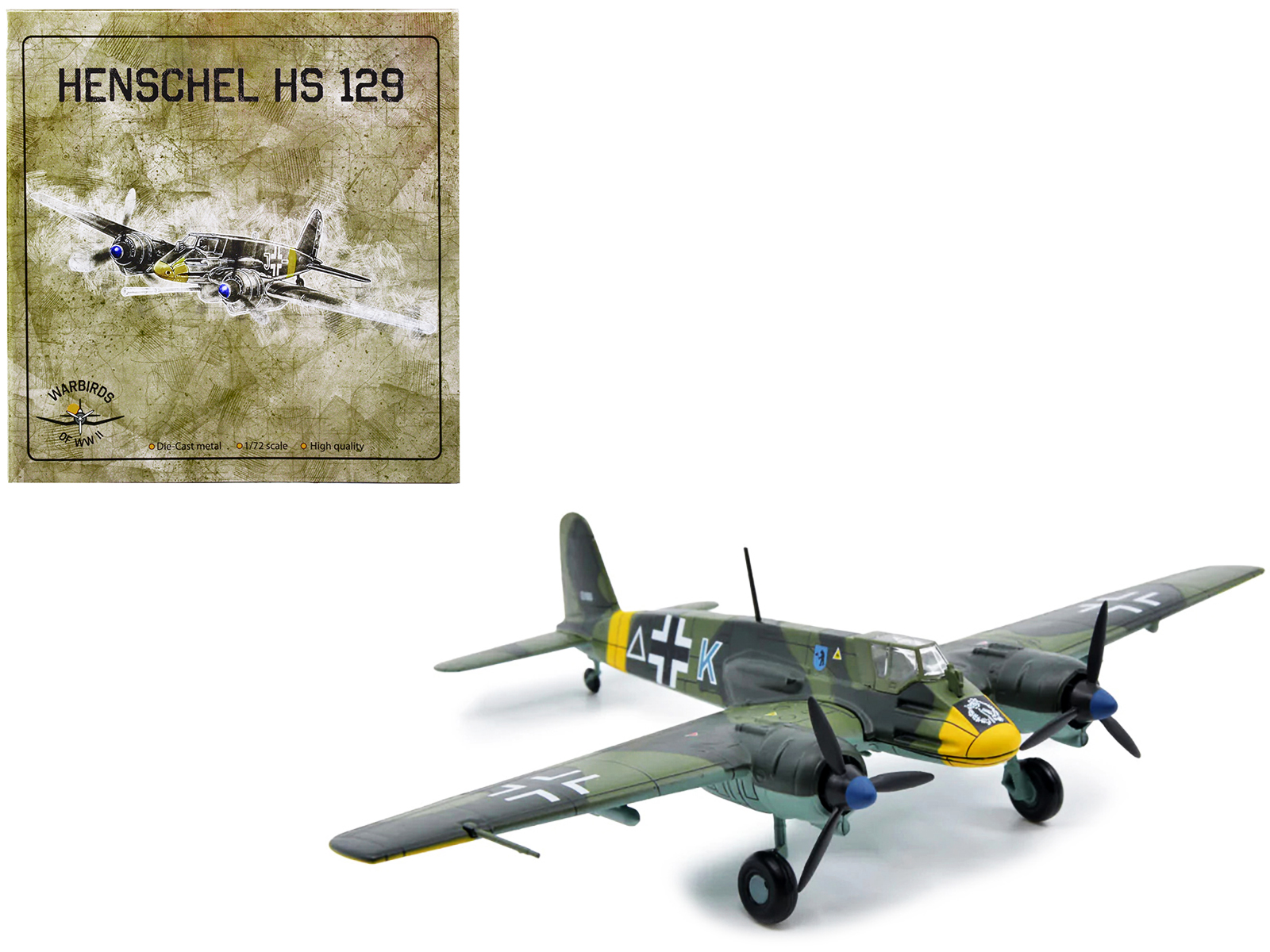 Henschel HS 129 Aircraft (Germany 1942) 1/72 Diecast Model by Warbirds of WWII