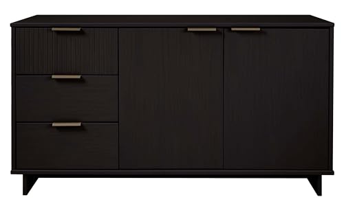 Manhattan Comfort Granville 55-Inch Modern Sideboard Buffet Cabinet with Storage for Dining and Living Room Use, 3 Full Extension Soft Close Drawers and Concealed Shelves, Sage Green