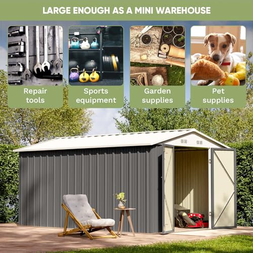 Patiowell 3 x 3 FT Outdoor Storage Shed,Small Garden Tool Storage Shed with Sloping Roof and Single Lockable Door, Outdoor Shed for Backyard Garden Patio Lawn, Grey