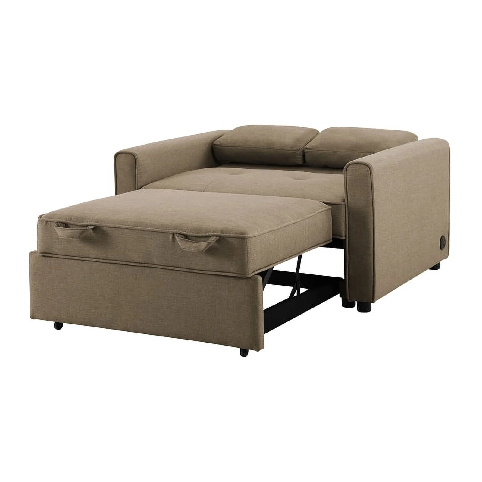 Serta Carlton Twin Convertible Sleeper in Tan Brown Fabric Upholstery