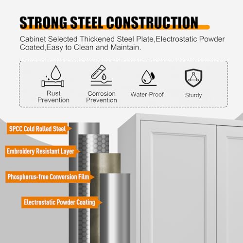 71" Tall Metal Storage Cabinet, Kitchen Pantry Storage Cabinets with Doors and 4 Shelves, White Pantry Cabinet, Utility Kitchen Cupboard, Large Steel Cabinets for Dining Room, Office, Living Room