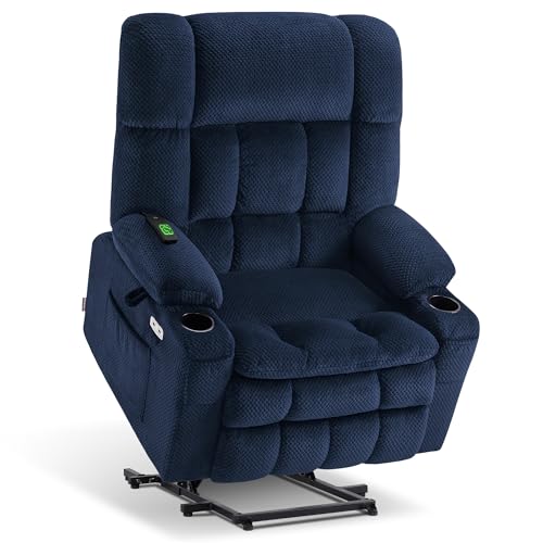 MCombo Dual Motor Power Lift Recliner Chair with Massage and Heat for Elderly People, Infinite Position, USB Ports, Cup Holders, Fabric 7890 (Medium-Regular, Burgundy)