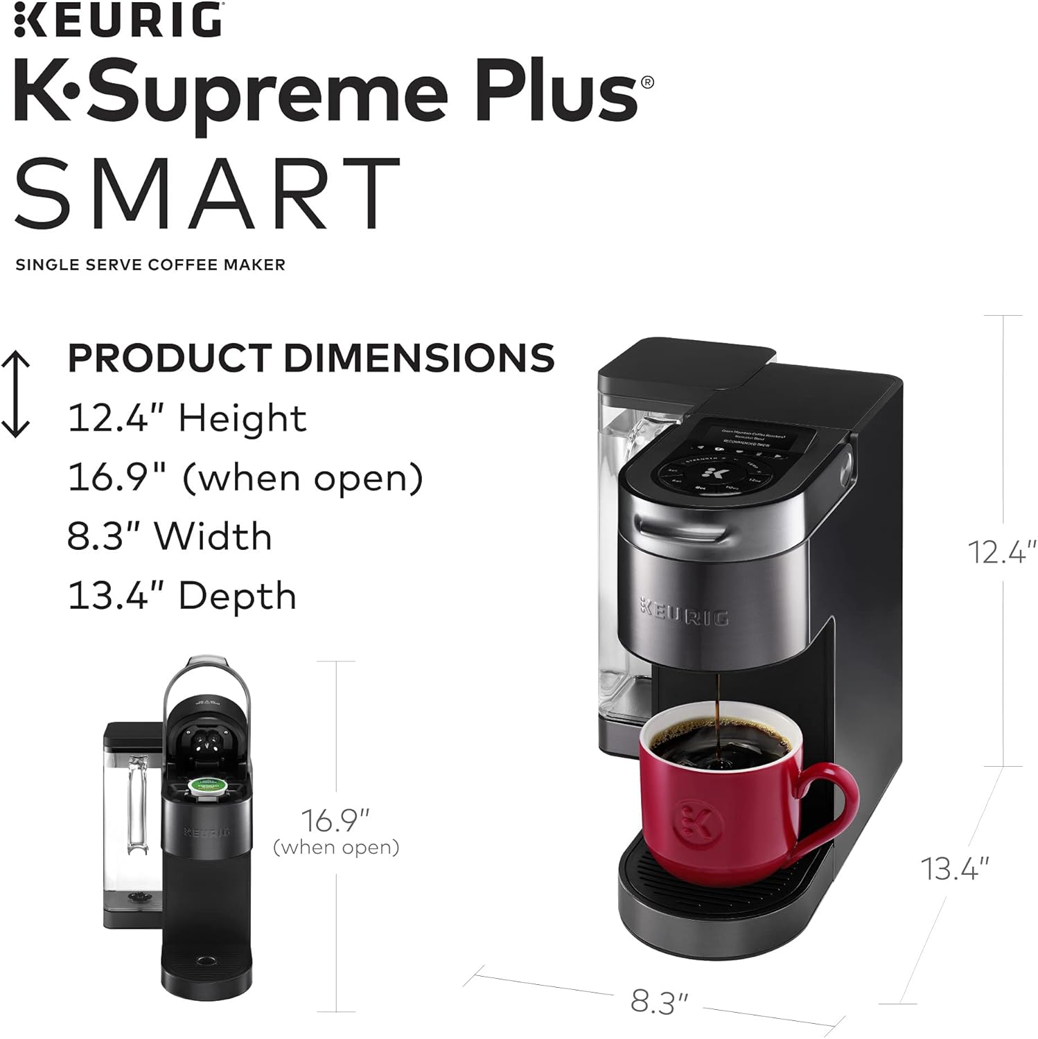 Keurig K-Supreme SMART Single Serve Coffee Maker with Peet's Coffee Major Dickason's Blend, Dark Roast, K-Cup, 32 K-Cup Pods