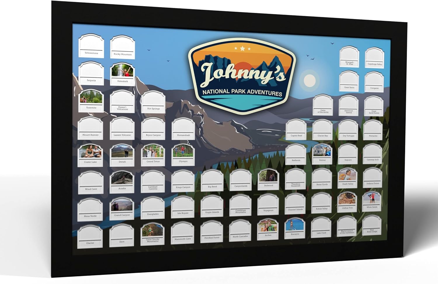 Thunder Bunny Labs Personalized USA National Parks Photo Map - Frame Optional - Made in America - Travel Map Gift (White Frame)