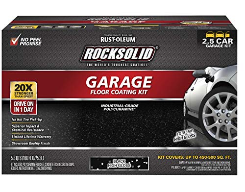 Rust-Oleum 293513 RockSolid Polycuramine Garage Floor Coating, 2.5 Car Kit, High Gloss Gray