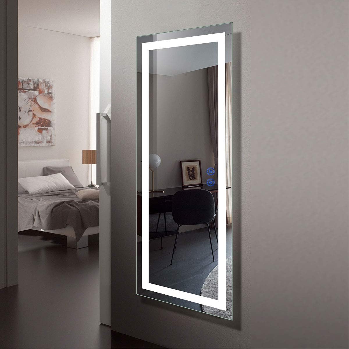 BHBL 60 x 36 Inch Illuminated LED Bathroom Mirror with Smart Button, Anti Fog, Dimmable, Bluetooth Speakers, Vertical & Horizontal Mount, Hotel Office Bar Mirror (D224-6036A)