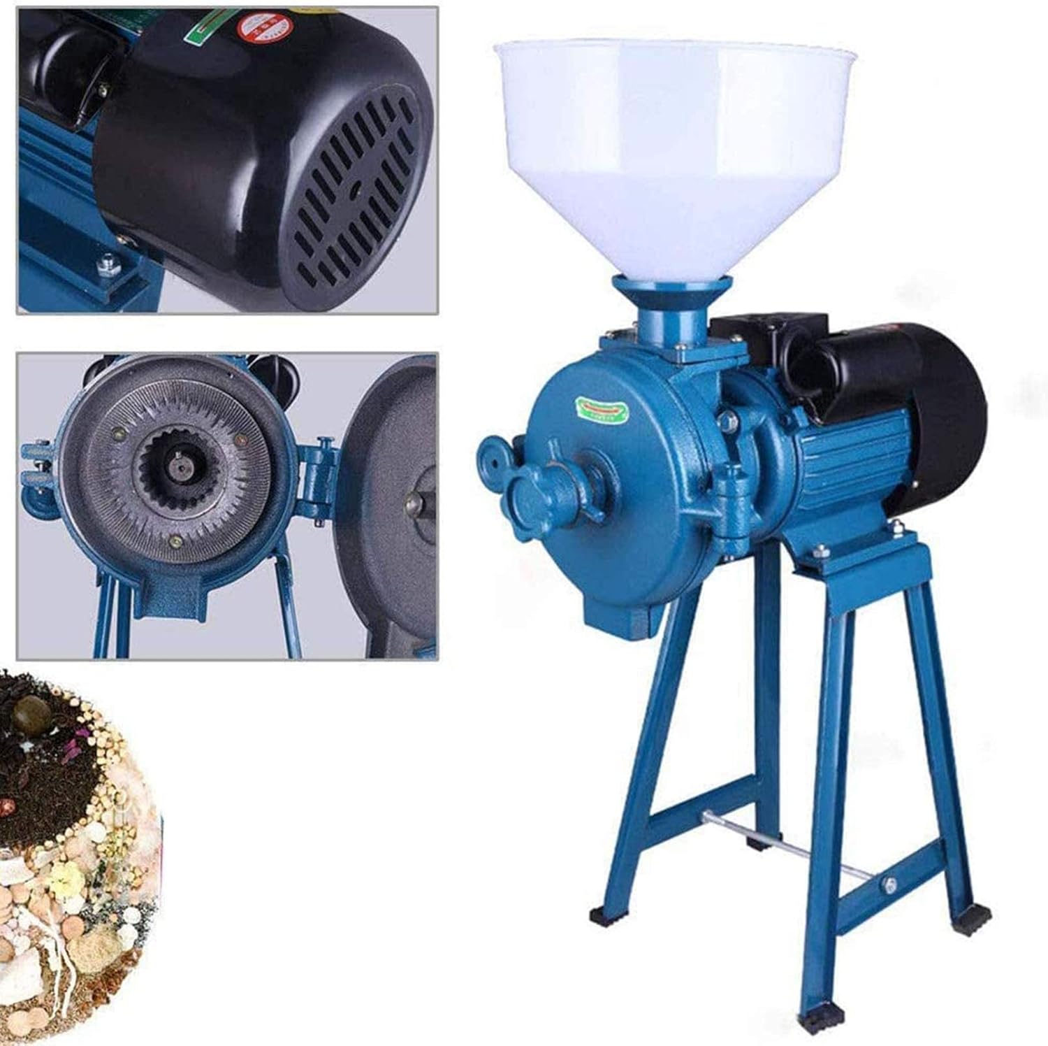 1500W Commercial Mill Grinder For Home Stores, Electric Grain Dry Feed Flour Milling Machine,Cereals Grinder With Funnel,Corn/Coffee/Wheat/Rice