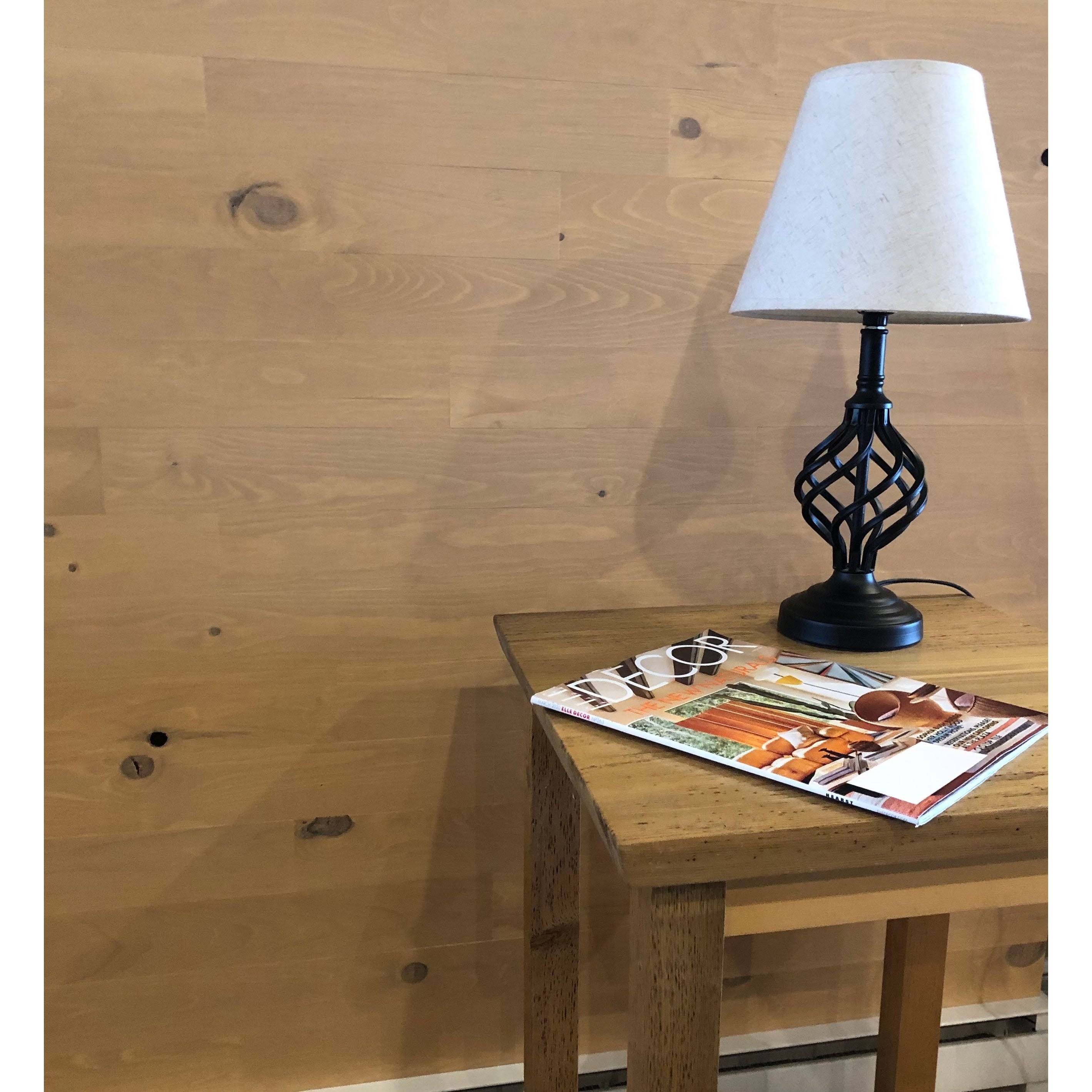 Timberchic Pine Wooden Wall Planks - Simple Peel and Stick Application (3x22 Wide - 20 Sq. ft, Sandstone)