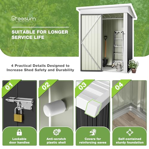 Greesum Outdoor Storage Shed 6 x 8 ft. Utility Tool Shed Metal Storage Garden Shed with Door & Lock for Patio Storage, Brown