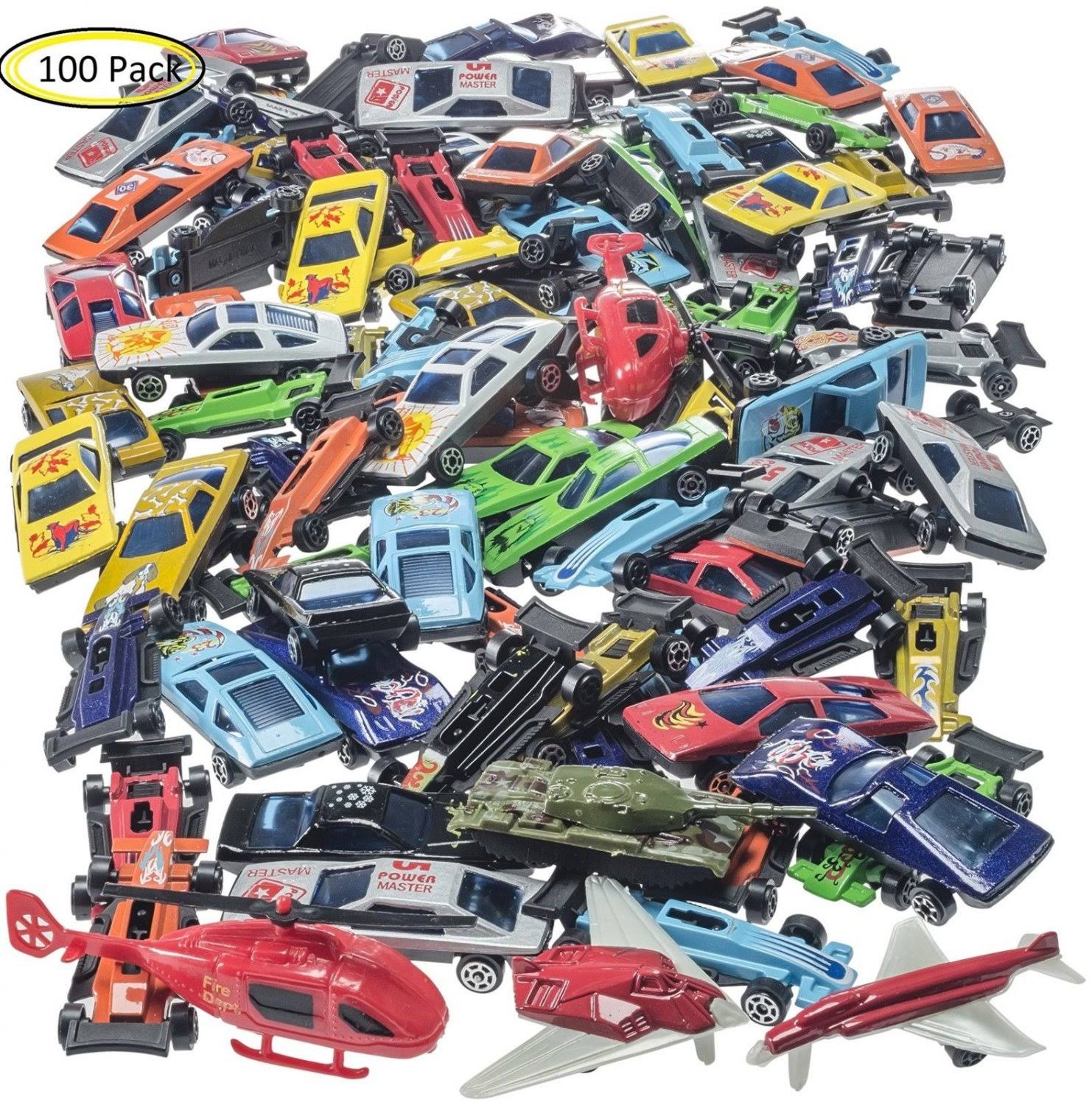 Prextex 100 PC Die Cast Toy Cars Party Favors or Cake Toppers Cars Toys for Kids
