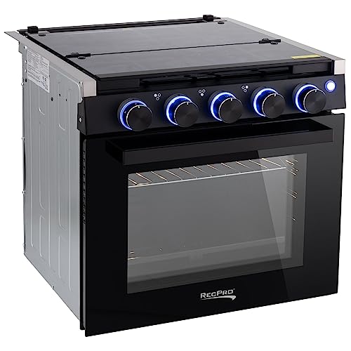 RecPro RV Stove | Gas Range 21" Tall | Optional Vented Range Hood | Black or Silver Color Options
