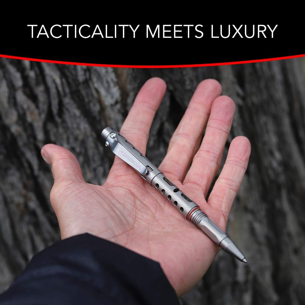 ZEROHOUR APEX Titanium Tactical Pen with Tungsten Tip | Glass Breaker and Self-Defense | EDC Tactical Pen with Fisher Ink (Polish) Pack of 2