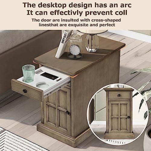 HBBOOMLIFE End Table with Charging Station  End Tables Living Room with USB Ports and Outlets  Bedside Table with  Drawers for Bedroom Living Room Navy - Curated Treasures Market