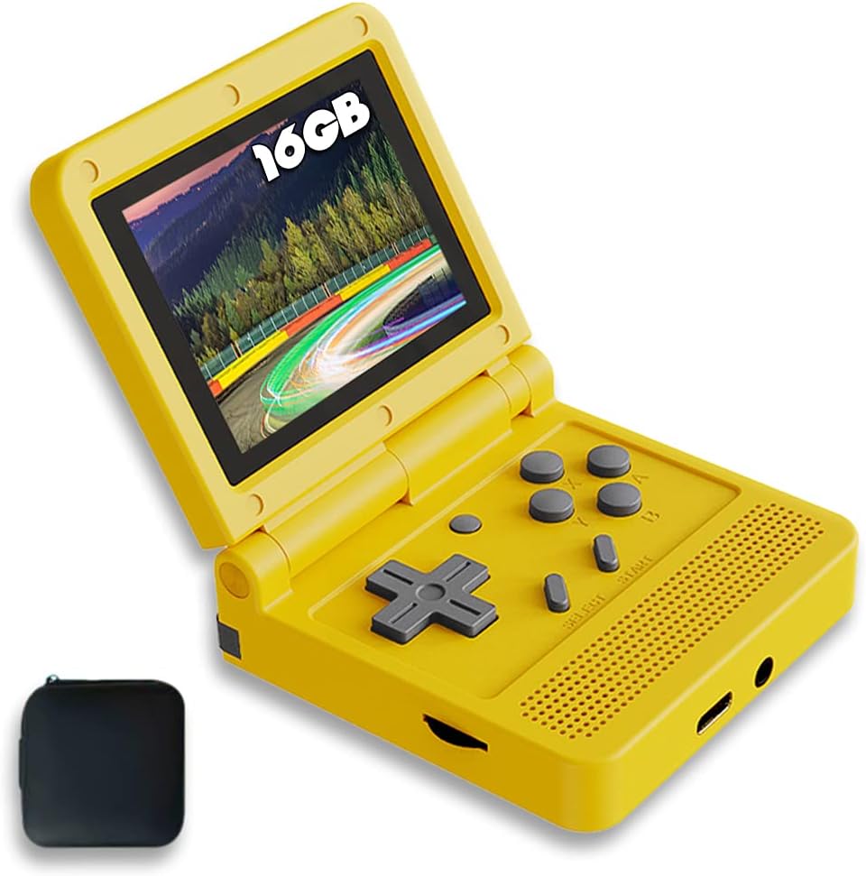 CredevZone Handheld Game Console 3 inch Retro Clamshell Games Consoles Built-in Rechargeable Battery Portable Style Hand Held Game Video Consoles System V90 Red with Case
