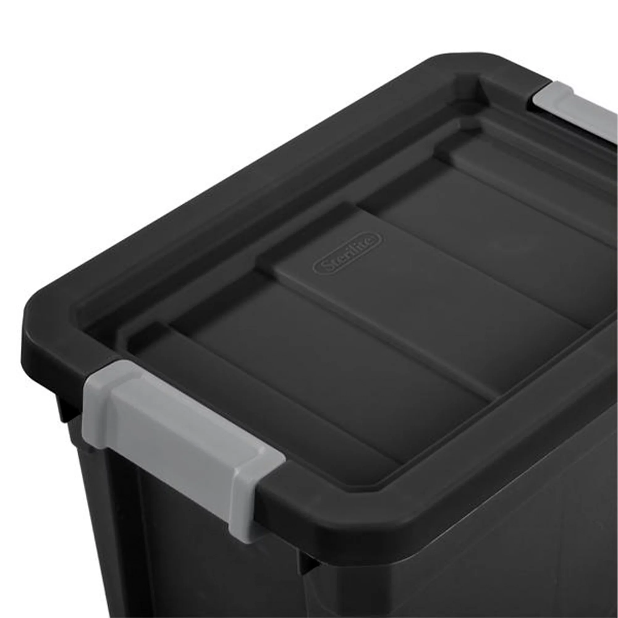 Sterilite 7.5 Gallon Industrial Storage Totes w/ Latch Lids, Black (6 Pack)