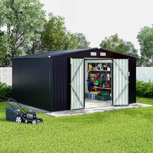 All-Weather Resin Shed with Window, Outdoor Plastic Garden Shed with Lockable Door and Vents, Outdoor Resin Storage Sheds for Tool, Bike, Backyard, Patio