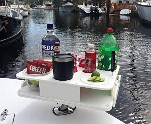 Docktail Boat Bar and Bait Table Combo - Includes Rod Holder Mount