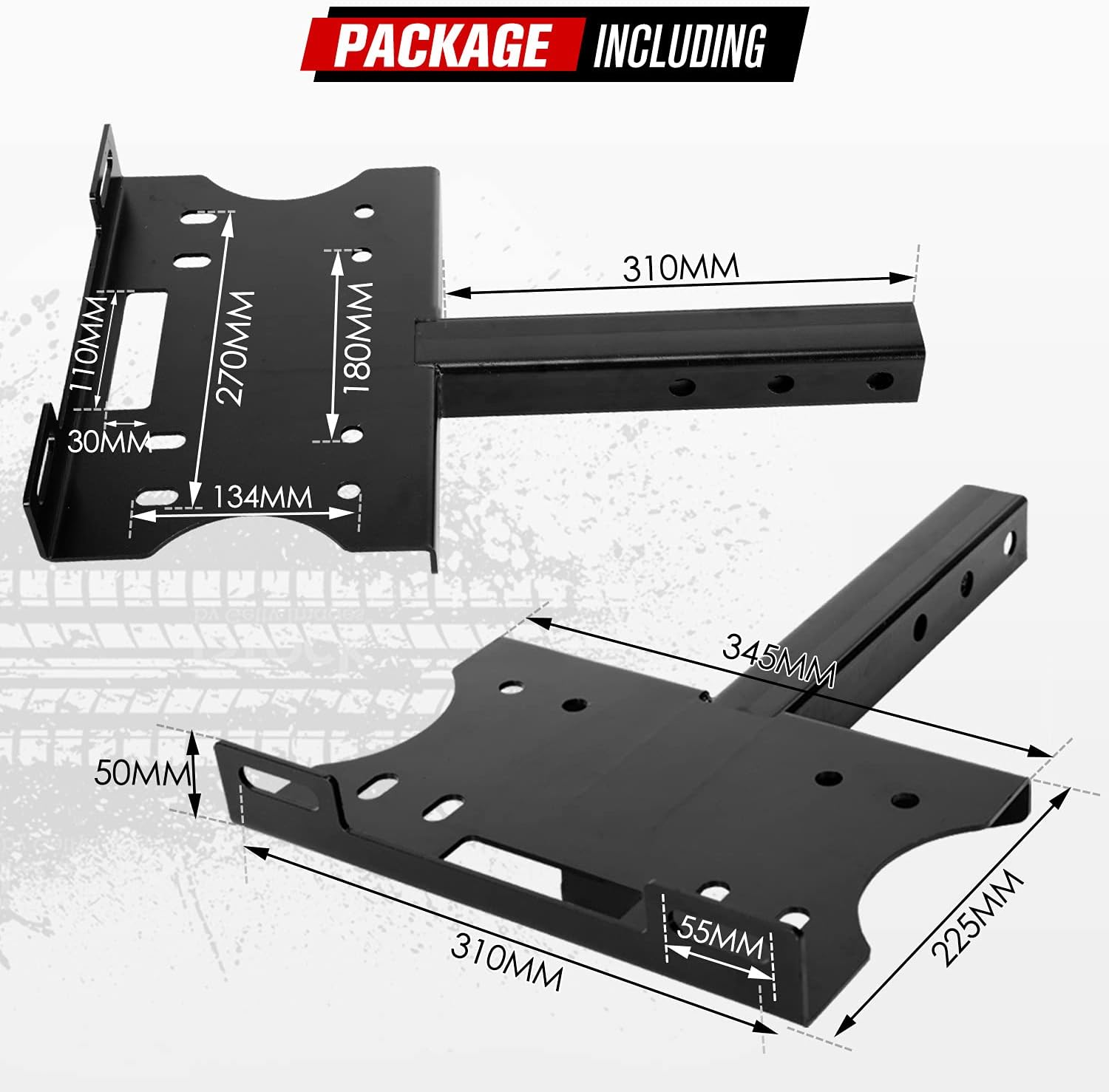 FIERYRED Winch Cradle Winch Mounting Plate Universal 2" Trailer Hitch Winch Mount Bracket 1,300 lb. - 16,500 lb. Capacity for Recovery Winches,Fit for ATV UTV Truck Pack of 2