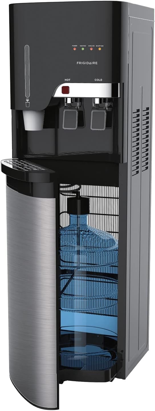 Frigidaire EFWC900 Water Cooler/Dispenser with Cup Storage -2 Temperature Settings - Bottom Loading - Premium Stainless Steel - Child Saftey