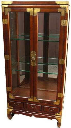 ORIENTAL Furniture Fine Quality Asian Chests Furniture, 53-Inch Japanese Glass Curio Collectable Display Cabinet