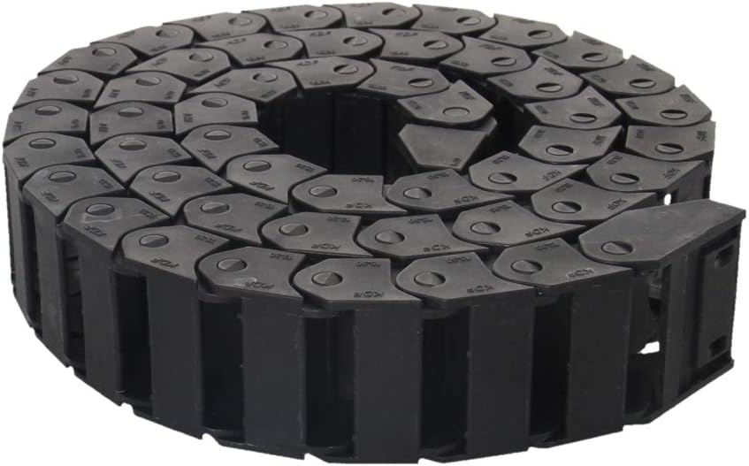 Fielect Drag Chain Cable Carrier Open Type with End Connectors R100 35X100mm 1 Meter Plastic for Electrical CNC Router Machines Black 1Pcs