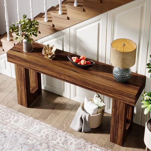 Tribesigns 63-Inch Long Console Table, Farmhouse Wooden Sofa Table Behind The Couch, Narrow Entryway Table for Entrance, Hallway, Living Room (Rustic Brown)