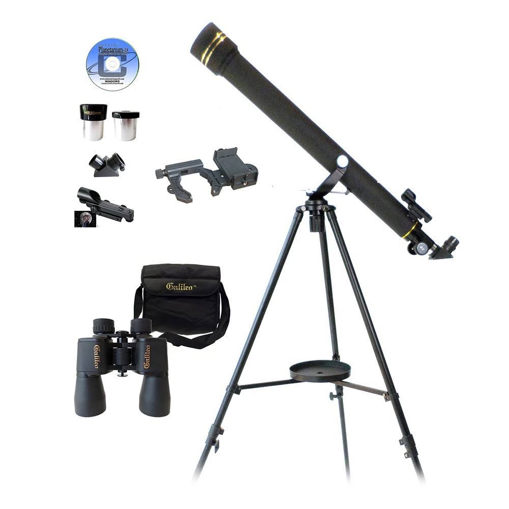 3-Piece Galileo Telescope/ Binocular and Smartphone Adapter Set - Black - Megean