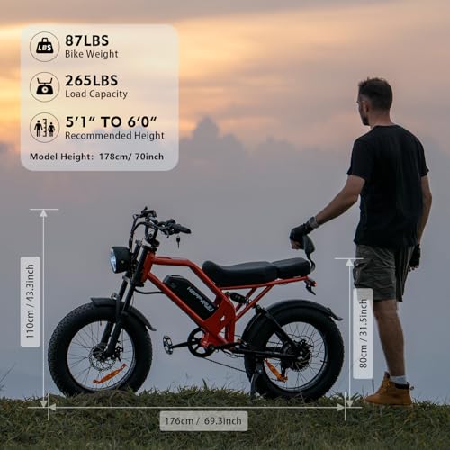 Electric Bike for Adults, 1500W Motor, 48V 18Ah Removable Battery, 20" Fat Tire Ebike, 7-Speed Transmission, Up to 32MPH and 68+ Miles Range, All-Terrain E-Bike (G52)