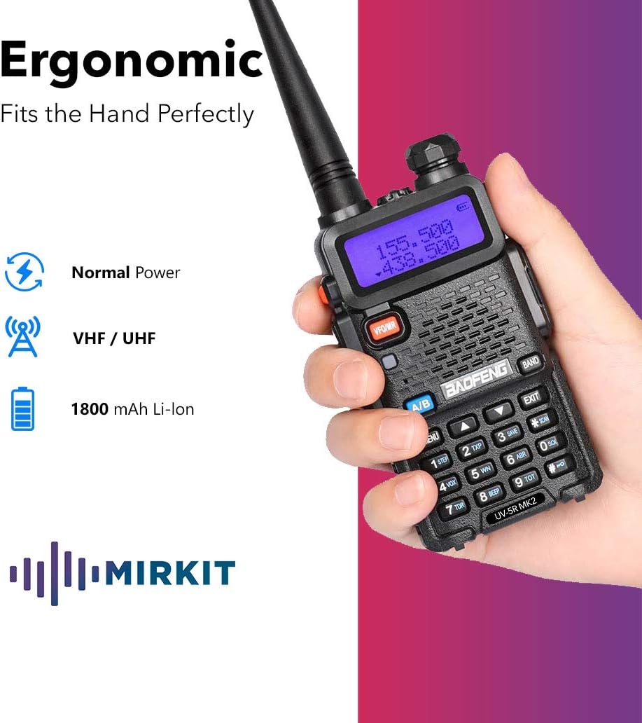 Mirkit Ham Radio UV-5R MK2 Normal Power 1800 mAh Li-ion Battery Mirkit Edition and Lanyard Mirkit Ham Radio Operator Pack of 2