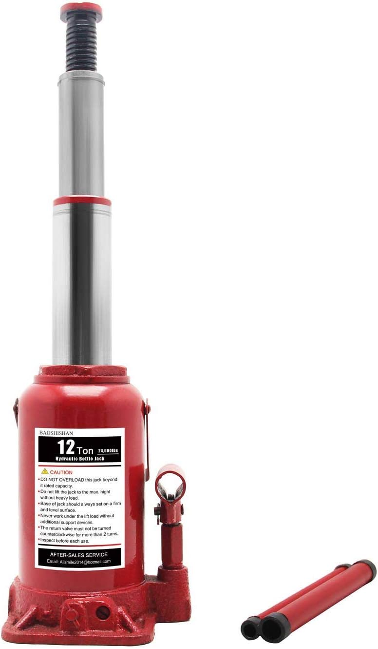BAOSHISHAN 3 Ton Double Ram Bottle Jack 6-1/2 to 16-1/2 Lifting Range Portable Hydraulic Jack with Carrying Case
