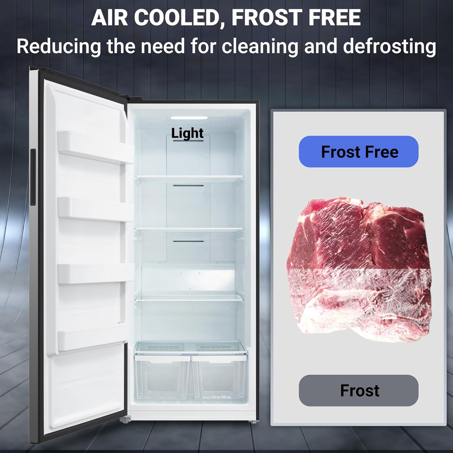 Upright Freezer 21 cu.ft Freezer Upright, Upright Freezers Stand Up Freezer Stainless Steel Standing Freezer Upright for Garage, Kitchen, Home Use(Left Hinge & Right Hinge Set)