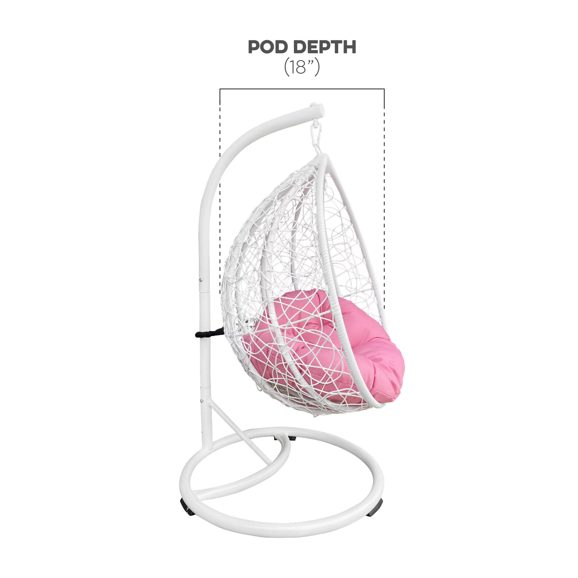 M&M Sales Enterprises Polyester Hanging Egg Chair with Cushion and Stand - White