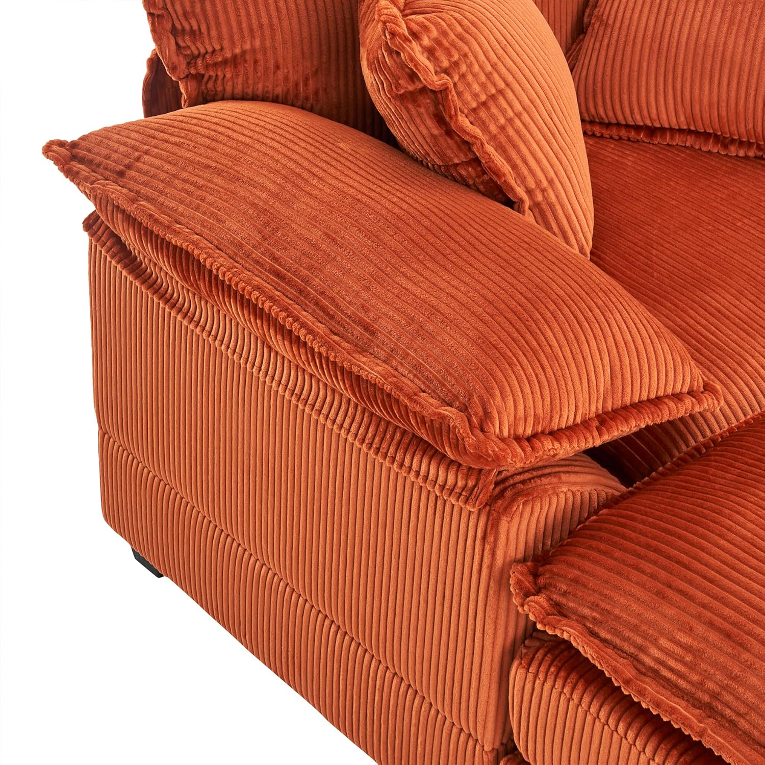 56.3'' Oversized Chaise Lounge Indoor, Wide Corduroy Single Sofa Chair with Ottoman, Plush Upholstered Deep Seat, Lazy Sleeper Sofa for Living Room, Apartment, Salon, Home Theater, Orange
