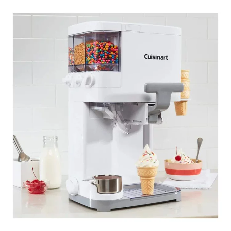 Cuisinart Mix It In Soft Serve Ice Cream Maker (White) w/Paper Cups Bundle