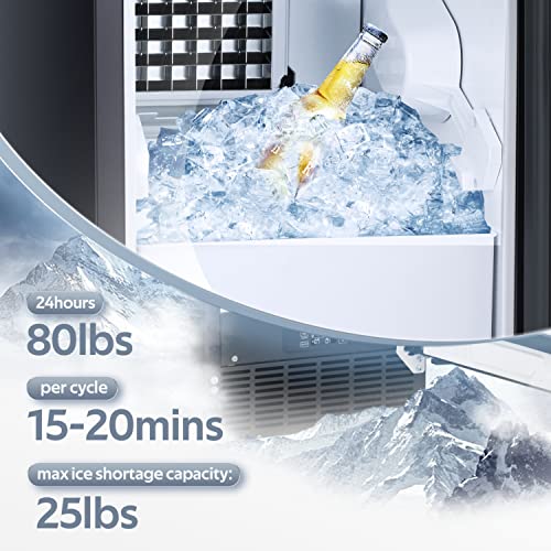 ZAFRO Commercial Ice Maker Machine,Under Counter Ice Machine,80lbs/24H with 25lbs Bin
