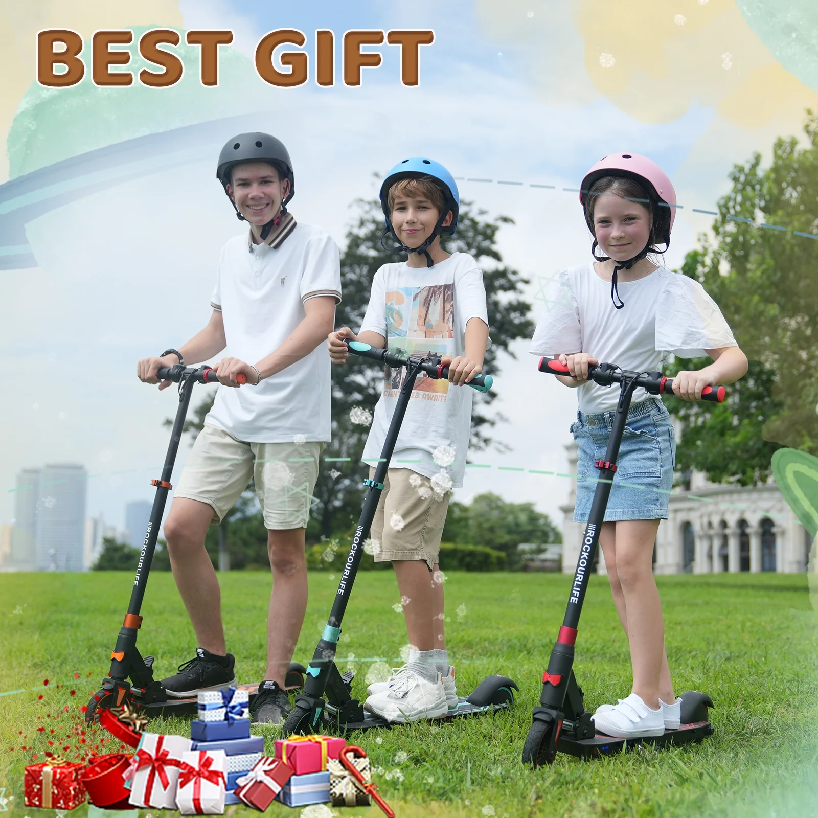 RCB Electric Scooter for Kids Ages 8+, Lightweight and Foldable, Max 10 Miles & 12.5Mph, Double Brake, Adjustable Height Anti-Slip Handlebars,Blue - Curated Treasures Market
