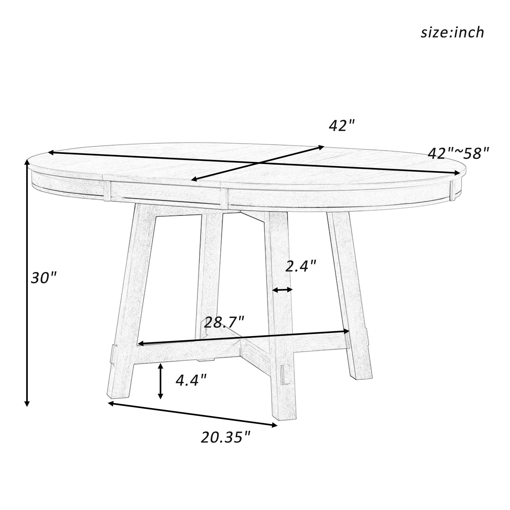 MAICOSY Farmhouse Round Extendable Dining Table 16" (Natural Wood Wash)