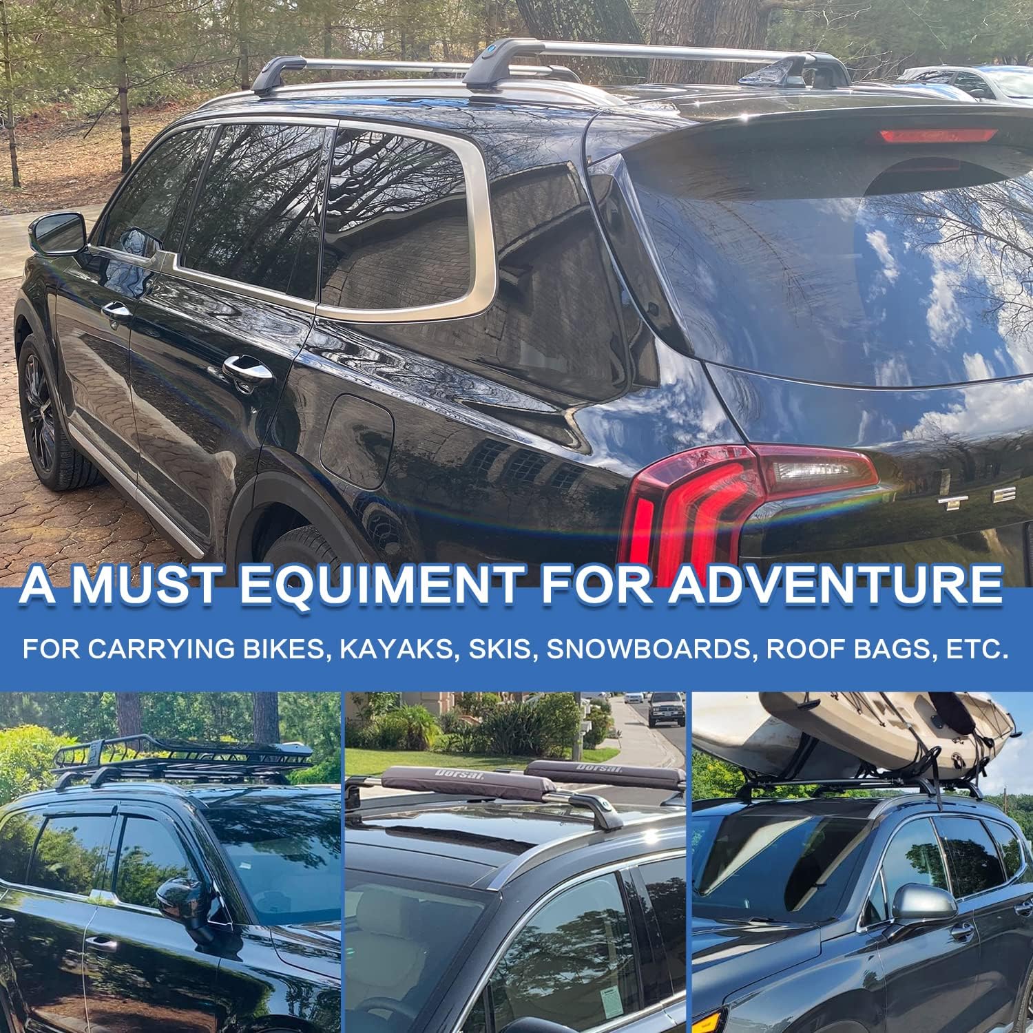 Snailfly Anti-Theft Crossbars 2019-2022 Kia Telluride LX EX S SX Silver Roof Rack Cross Bars Cargo Carrier