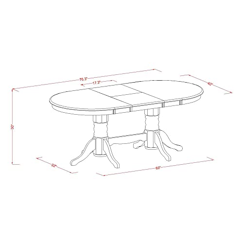 East West Furniture VABO9-OAK-W 9 Piece Modern Set Includes an Oval Wooden Table with Butterfly Leaf and 8 Dining Room Chairs, 40x76 Inch